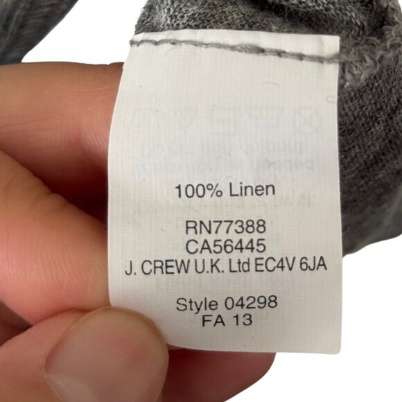 NWOT J Crew 100% Linen Polka Dot 3/4 Sleeve Baseball Tee Shirt Blue/Gray- Medium - Picture 5 of 5